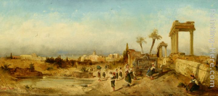 Fetching Water at a Fountain painting - Hermann David Solomon Corrodi Fetching Water at a Fountain art painting